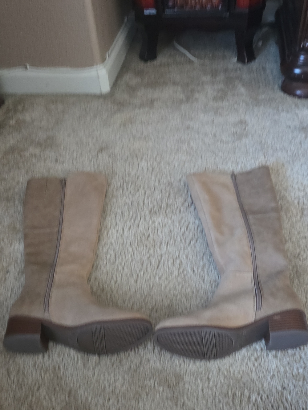 Rockport Knee-High Tan Suede Zip Boots